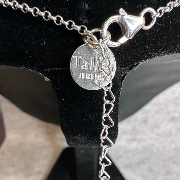 Talia - Sterling Silver Necklace with hammered circle with Swarovski crystals - Picture 5 of 14